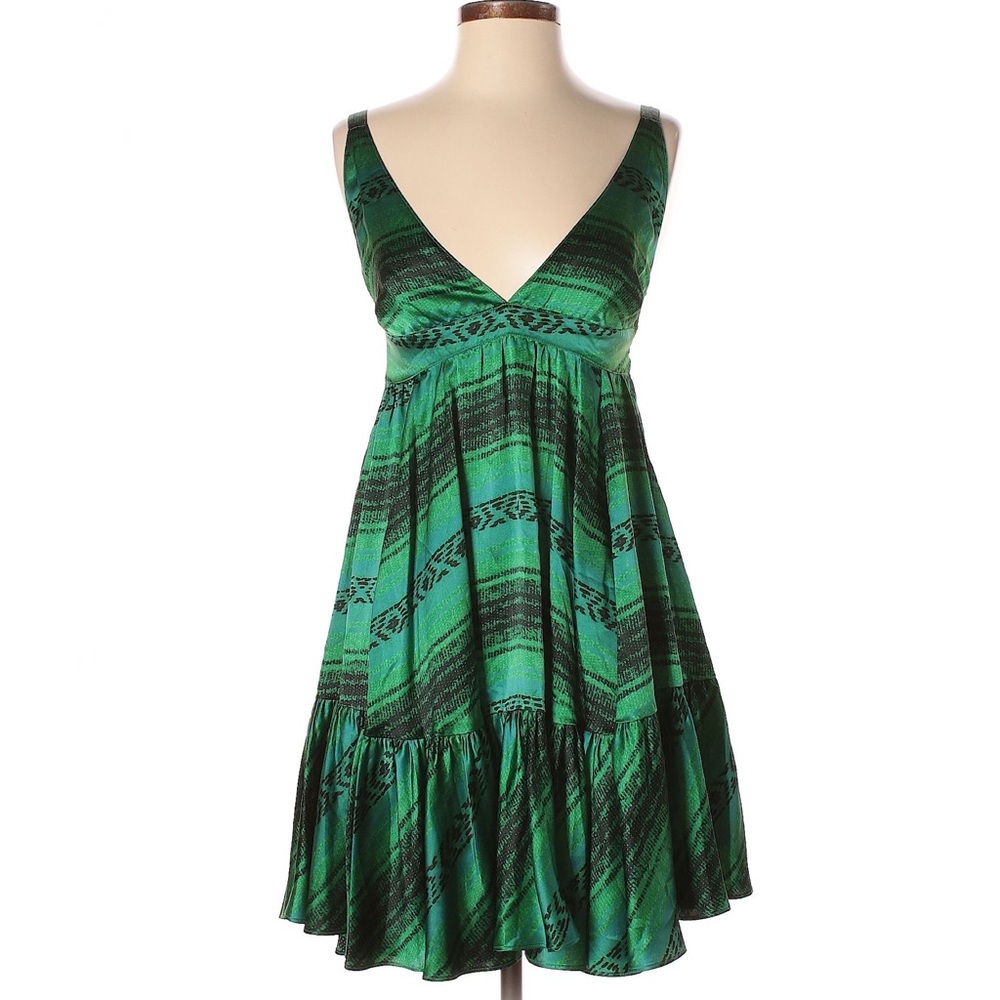 YaYa Aflalo 100% silk emerald snake dress XXS / P